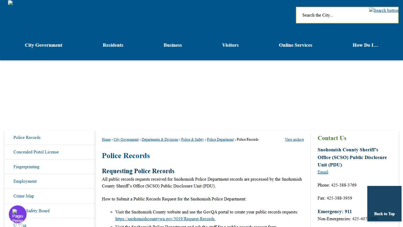 Police Records | Snohomish, WA - Official Website